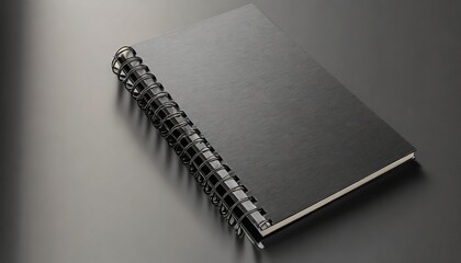 Sticker - spiral bound notebook mockup template with black paper cover on a background high resolution