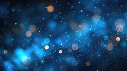 Blue Festive Christmas elegant abstract background with bokeh lights and stars