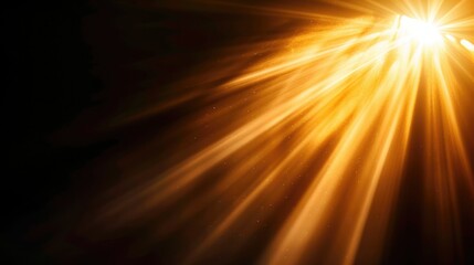 Wall Mural - sun rays light isolated on black background for overlay design