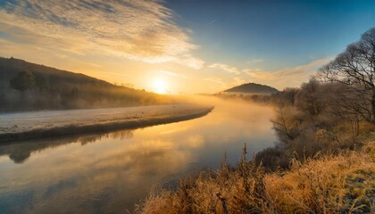 Sticker - sunrise over the river