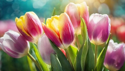 Wall Mural - spring tulip flowers close up