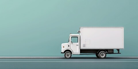 moving truck concept with blank vehicle on solid background