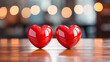 Two Red Hearts in Harmony.  Duo of Love