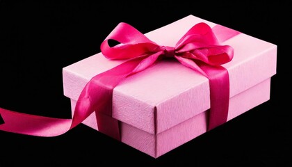 Poster - pink gift box isolated on transparent background cutout