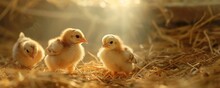 Realistic Baby Chickens Under Lamp