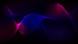 Tech neon sound radio neural waves. Artificial electricity magnetic beams. Speed 3d spiral eclipse background. Fabric line blue, pink and purple violet. Smokey trail network.