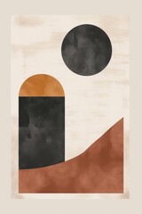 Poster - A mesmerizing abstract masterpiece bursting with bold black and fiery orange geometric shapes, evoking a sense of dynamic energy and modern artistic expression