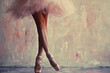 Ballerina legs on pointe shoes closeup. Classic and modern ballet concept. Generative AI
