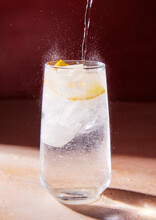 Lemonade In A Glass With Fizzy Bubbles