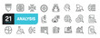 © Bradericon - Set of line icons related to analysis, research, process. Outline icons collection. Editable stroke. Vector illustration.
