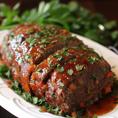 Wall Mural - Meatloaf ready to be served photograph