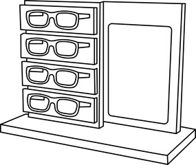 Wall Mural - Eyeglass Display Outline Illustration Vector