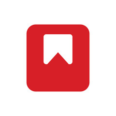Poster - Bookmark icon. Red square button. Flat design style eps 10. resources graphic element design. Vector illustration with an application user interface theme