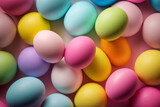 Fototapeta Boho - Multicolored Easter eggs. Easter background, banner, greetings card