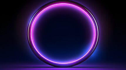 Wall Mural - Abstract glowing color neon portal with dark background