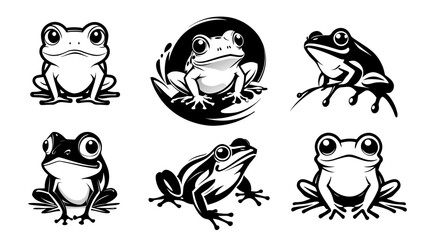 set of frog silhouette