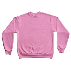 Wall Mural - Blank Long Sleeve Sweatshirt Crewneck Color Pink Front View Template Mockup on Transparent Background