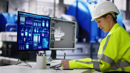 Poster - Woman Working In Power Plant Electricity