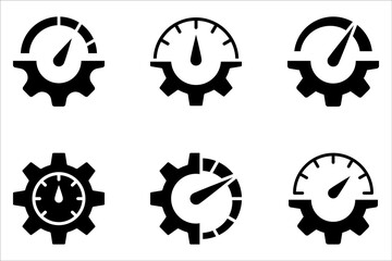 Engine performance icon set. Speedometer, tachometer icon set. Performance concept on white background