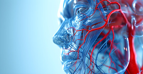 3d illustration of human body anatomy of the circulatory system with veins and arteries