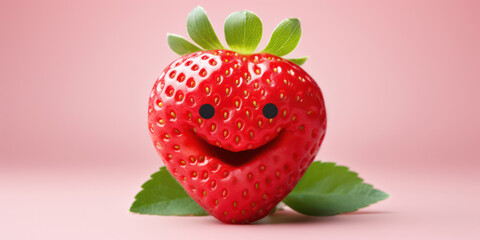 Wall Mural - Juicy Strawberry Bliss: A Petite, Red, Fresh Fruit Bursting with Sweetness, Captured in Macro Close-Up against a Green Summer Background