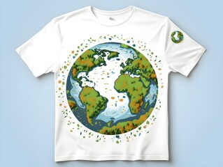 Wall Mural - Earth seen from space with continents forming intricate patterns t-shirt design