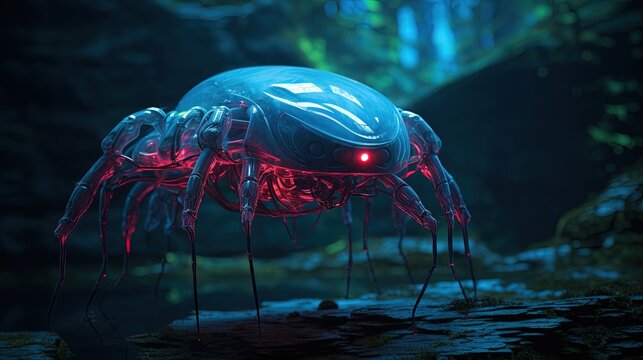 Bioluminescent robotic creatures roam nature