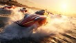 Jet powered speedboats race water sports