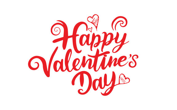 Happy Valentine's Day hand lettering vector type illustration. Vector illustration. Text for card or invitation, banner template.