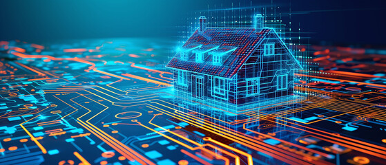 Smart Home Technology Concept with Digital Interface