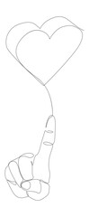 Poster - One continuous line of hand showing heart shape. Thin Line Illustration vector Valentine's Day concept. Contour Drawing Creative ideas.