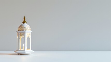 Wall Mural - arabic lantern in white with white background. modern minimal design concept