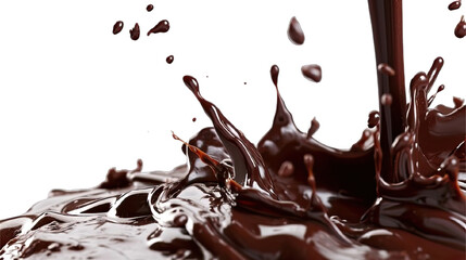 Wall Mural - Collection of PNG. Melted dark chocolate flow isolated on a transparent background.