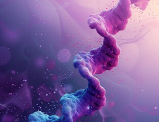 Colorful Background with human dna spiral in violet and blue colors. vibrant illustration