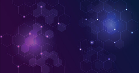 Aufkleber - Hexagon blue-purple pattern background. Abstract gradient geometric hexagonal background.Graphic digital science concept design.