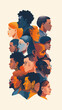 inclusive clip art illustration showing a group of diverse people or employees, of various ethnic, race background.