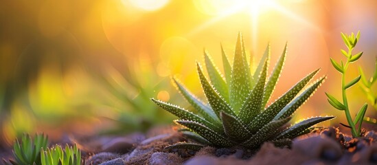 Poster - A stunning close-up of a succulent plant basking in the sunlight, showcasing the beauty of its leaves and the interplay of light.