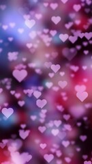 Sticker - Loop violet hearts on blurred bokeh vertical background.
Valentine's day holidays copy space greeting card.
