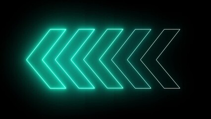 Poster - Blue neon arrows point on a black background. Neon Left Arrows icons. Glowing pointers on a transparent background. Location indicator for casino, bars, cinemas, nightclub, and motel