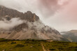 Landscape in the Dolomite Mountains, Italy, in summer, with dramatic storm clouds and Mount Civetta