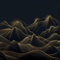 Wall Mural - Mountain line art background, luxury gold wallpaper design for cover
