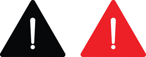 Poster - black and red warning icon set . warning attention sign with exclamation mark icon vector . warning 