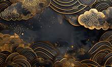 Luxury Background Material In Gold And Black Japanese Style,Generative AI