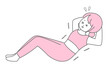 © FukuchiFactory - 辛そうに腹筋をする女性のイラスト