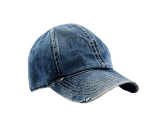 Wall Mural - Baseball cap mockup made of jeans isolated on transparent background