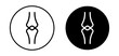 Human knee bone joint vector line icon illustration.