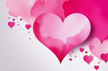Wall Mural - watercolor hearts on a pink background. background for your design with copy space. generative ai