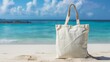 Tote Bag at Tropical Beach mock up