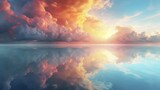 Fototapeta  - Dream land Digital Painting, Universe, Nature, Landscape and Fantasy, Clouds, Reflections, Backgrounds 