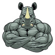 strong rhino mascot vector art illustration muscle rhino design